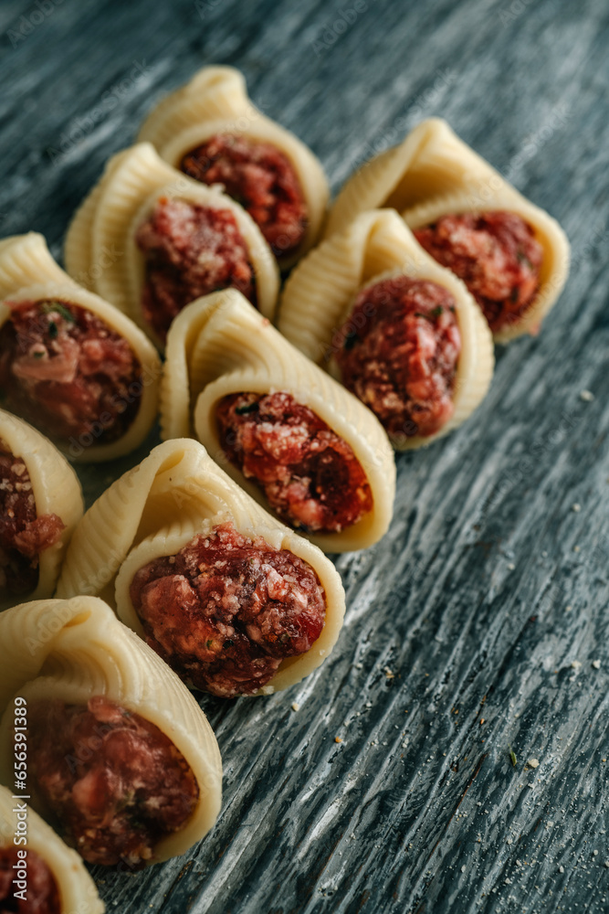 Wall mural stuffed galets pasta typical of Catalonia, Spain