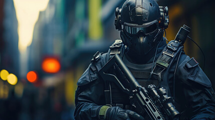 Tactical Squad in Night Vision Elite Soldiers in Covert Operations