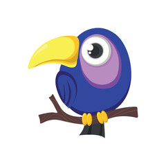 Toucan bird cartoon character. Cute toucan flat vector isolated on white. South America fauna. Guinea pig icon. Wild animal illustration for zoo ad, nature concept, children book illustrating