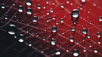 A Captivating Details of a Spider Web Covered in Dew Drops