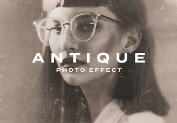 Vintage Retro Antique Photo Effect Mockup Template Texture Overlay Print