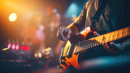 Fototapeta premium Guitarist and Singer Captivating the Audience with a Live Music Concert