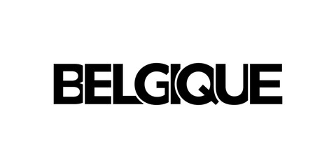 Belgium emblem. The design features a geometric style, vector illustration with bold typography in a modern font. The graphic slogan lettering.