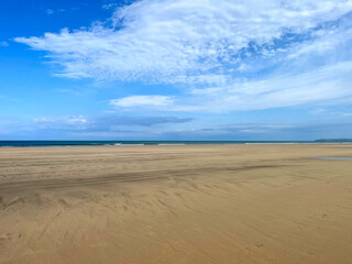 Fototapeta na wymiar Empty beach - Westward Ho! Devon, England