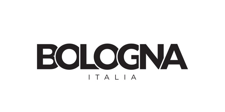 Naklejki Bologna in the Italia emblem. The design features a geometric style, vector illustration with bold typography in a modern font. The graphic slogan lettering.