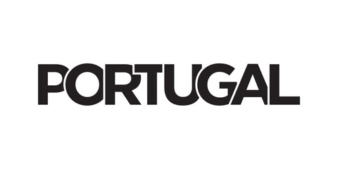 Portugal emblem. The design features a geometric style, vector illustration with bold typography in a modern font. The graphic slogan lettering.