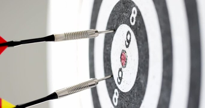 Darts darts flying almost on target 4k movie. Darts sport competition concept