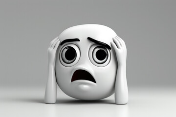 3D facepalm emoticon sad expression shaking head isolated on gray 
