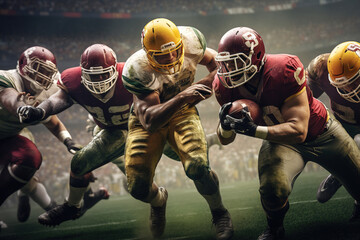 American football players in game. - obrazy, fototapety, plakaty