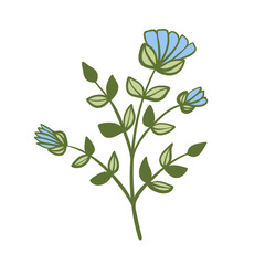 green leaf blue flower plant herb art drawn decor