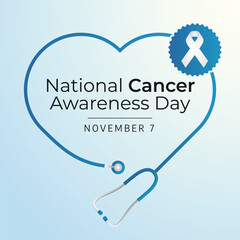 National Cancer Awareness Day design template good for celebration usage. blue ribbon. cancer awareness ribbon. vector eps 10. flat design.