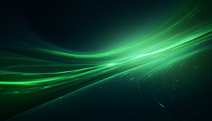 Fototapeta na wymiar Green Glowing Lines in Space