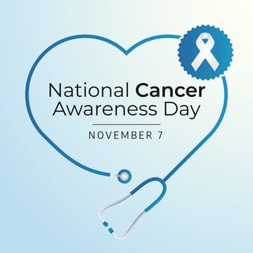 National Cancer Awareness Day design template good for celebration usage. blue ribbon. cancer awareness ribbon. vector eps 10. flat design.
