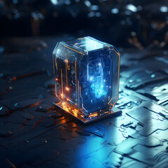 A sci-fi installations chip in the style of technology