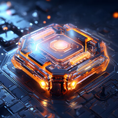 A sci-fi installations chip in the style of technology
