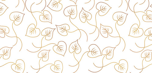 Seamless pattern with gold leaves. Wedding invitation, textile print, wallpaper, banner, print design template background.
