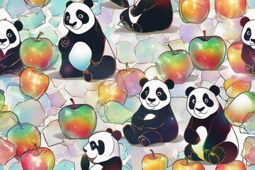 panda scribbling apples broken glass effect no background stunning something that even doesn. Generative AI