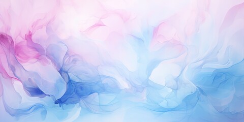 Abstract watercolor paint background illustration - Soft pastel blue pink color with liquid fluid...