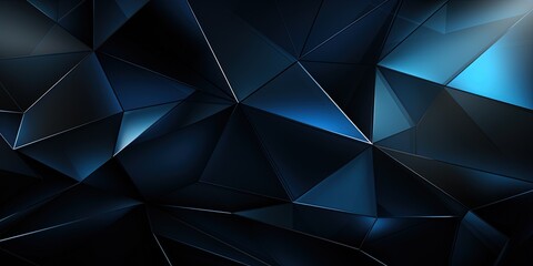 Black dark blue abstract background. Geometric shape. Line angle triangle stripe polygon. Color gradient