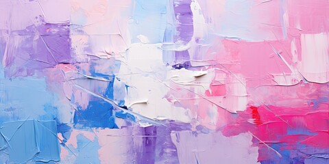 Closeup of abstract rough colorful multicolored pink purple colored art painting texture, with oil brushstroke, pallet knife paint on canvas