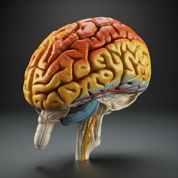 Human brain, 3d render, lateral view