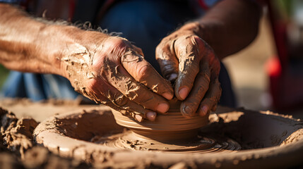 Hands Shaping a Clay Pot