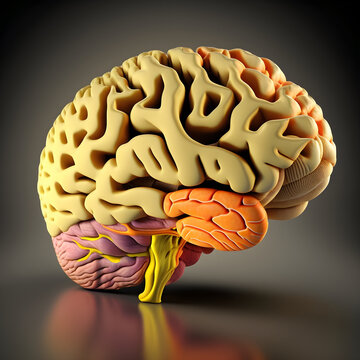 Human brain, 3d render, lateral view