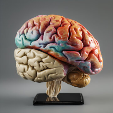 Human brain, 3d render, lateral view