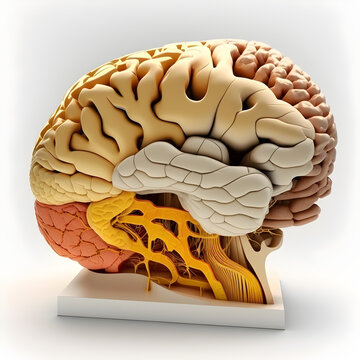 Human brain, 3d render, lateral view