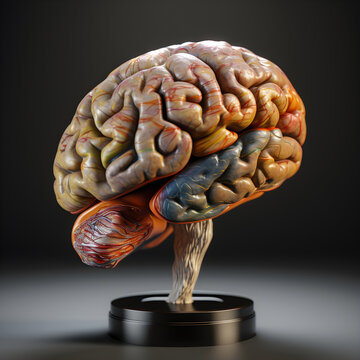 Human brain, 3d render, lateral view