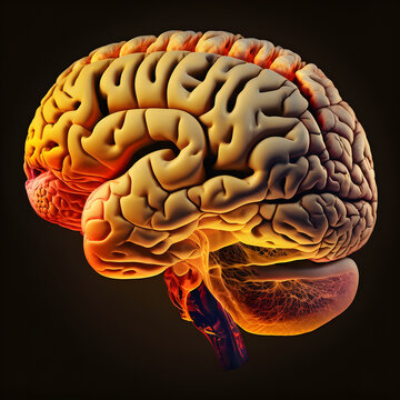 Human brain, 3d render, lateral view