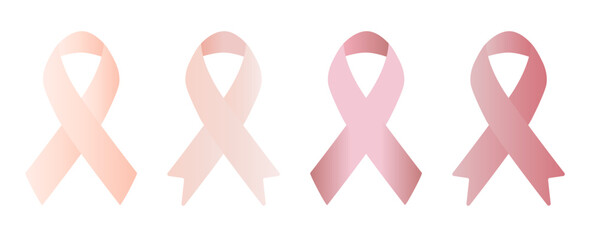 Pink ribbons set. Symbol of breast cancer awareness.
