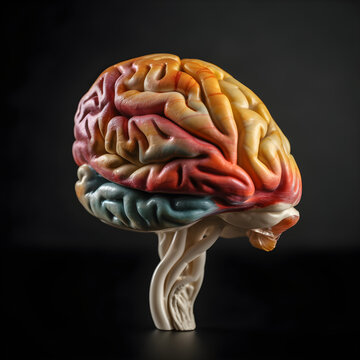 Human brain, 3d render, lateral view