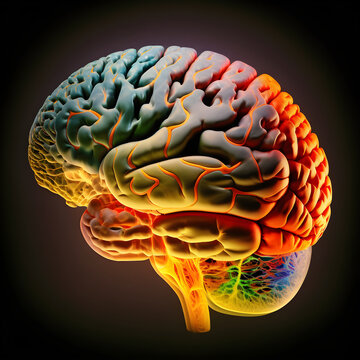 Human brain, 3d render, lateral view