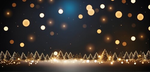 Glowing golden christmas lights bokeh background