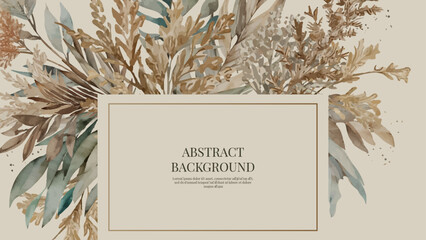 Background With Wreath of Dried Flowers. Horizontal background with pampas grass and space for text. Vector