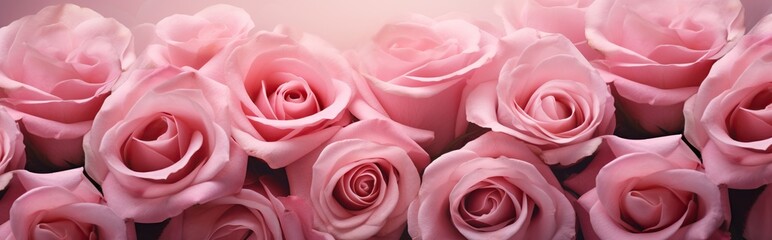 closeup view of various kinds of pink roses. Background of pink roses.