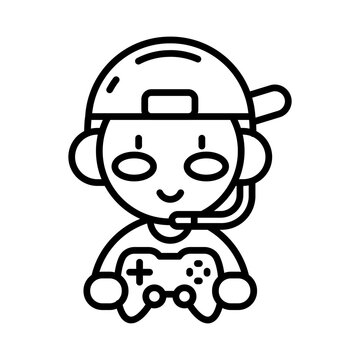 Child Gamer icon in vector. Illustration