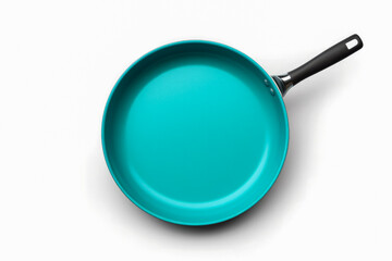 A minimalistic and vibrant griddle pan in teal isolated on a white background 