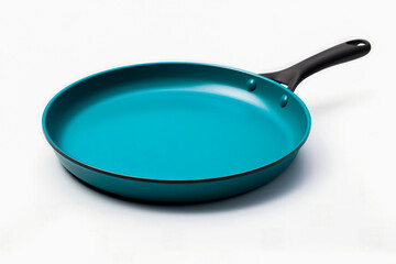 A minimalistic and vibrant griddle pan in teal isolated on a white background 