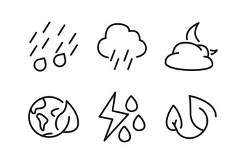 Nature and weather line icons collection. 