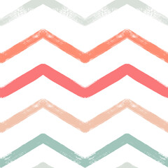 Watercolor zigzag stripes seamless vector pattern, Christmas decor background. Abstract chevron   lines, striped pastel lines print.