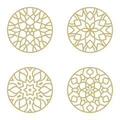 Vector simple geometric mandala logo collection. Circular ornament set