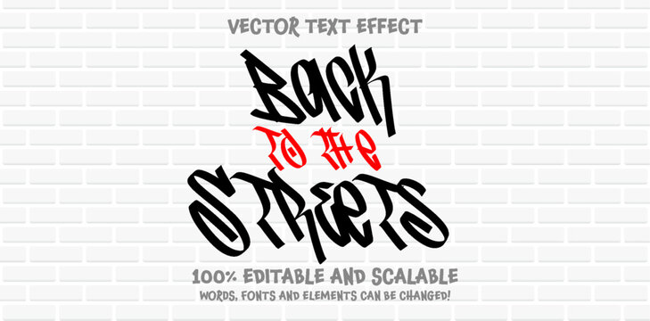 Graffiti Tag text style effect with Back and White, Red colors, fit for street art theme.