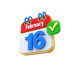 16th February Calendar 3d 