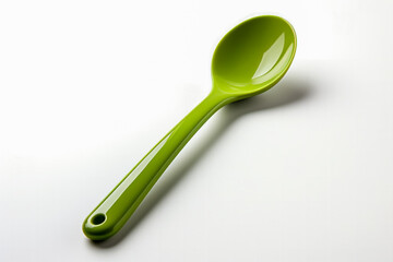 A bright green minimalist ladle isolated on a white background 