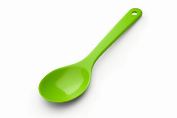 A bright green minimalist ladle isolated on a white background 