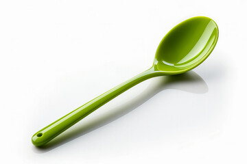 A bright green minimalist ladle isolated on a white background 