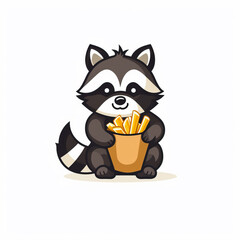Logo of racoon holding french fries