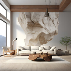 modern living room in the cave